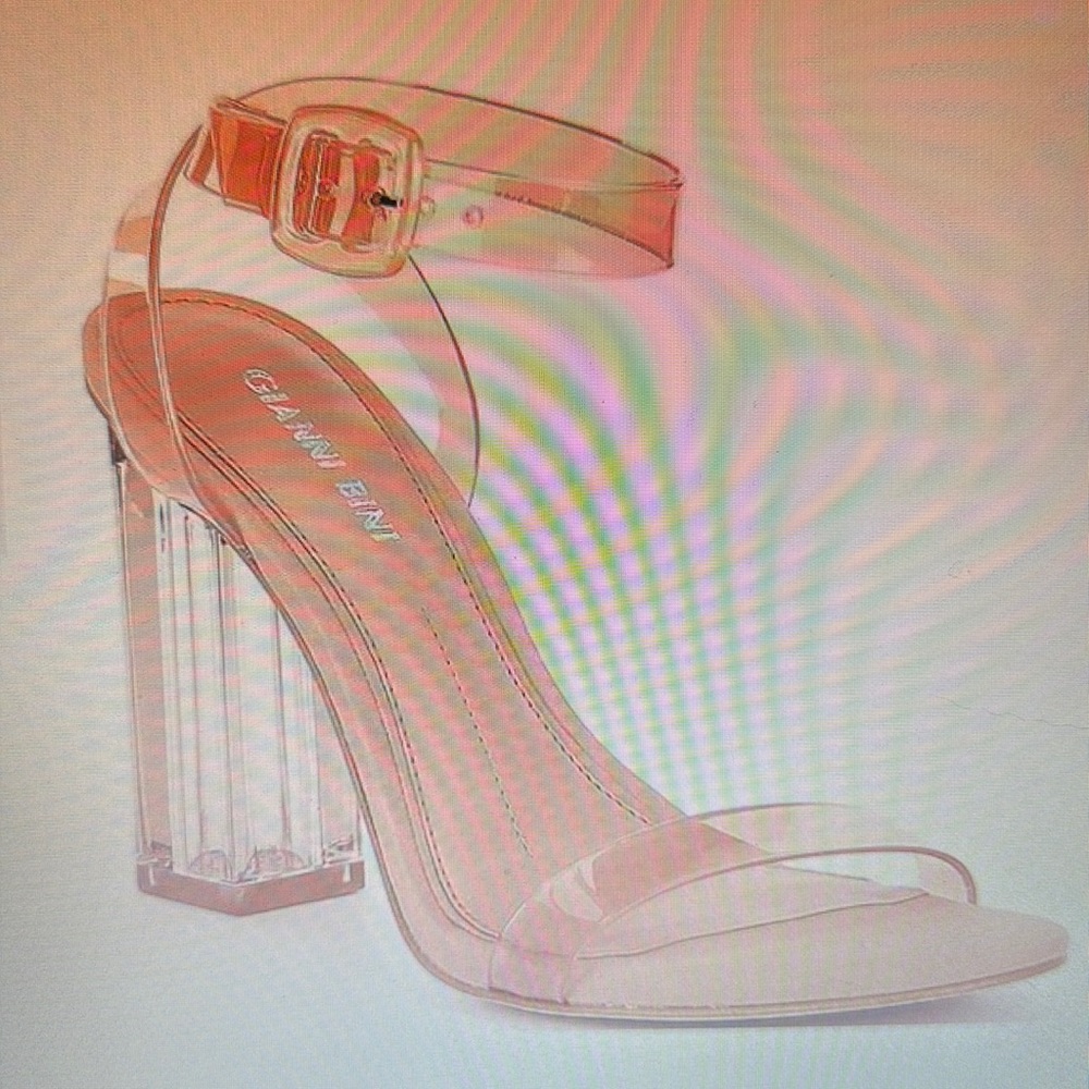 Gianni Bini Clear Block Heel Sandals